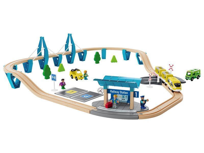 🚗 Деревянная железная дорога PlayTive &laquo;Железнодорожный вокзал&raquo; &bull; 50 дет. &bull; 2,8 м &bull; Германия (2023) НФ-00015483 фото