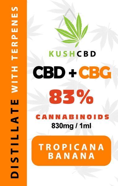 🌿 83% LIQUID дестилат CBD + CBN CBG TROPICANA BANANA Повний спектр