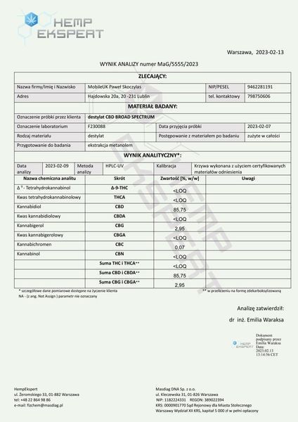 🌿 Каннабидиол Дистиллят CBD Широкого Спектра 85% 1г