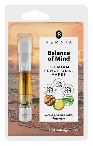 🌿 Картридж Hemnia Balance of Mind | 1 мл | 40% CBD + 40% CBG + 20% CBN | 510 ОК- фото