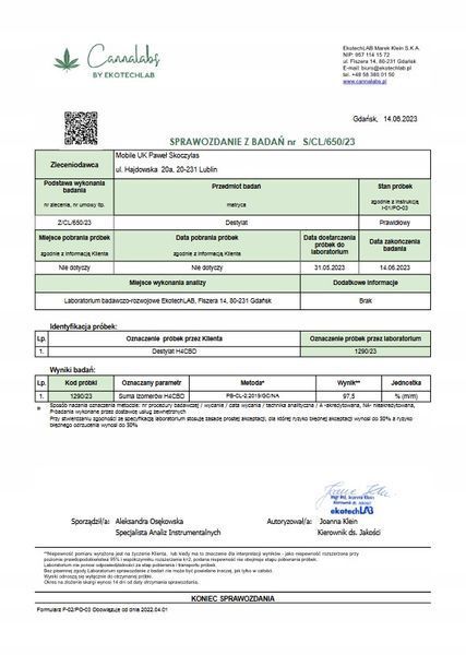 🌿 20% масло КБД H4CBD oil + терпени Польша НФ-00995 фото