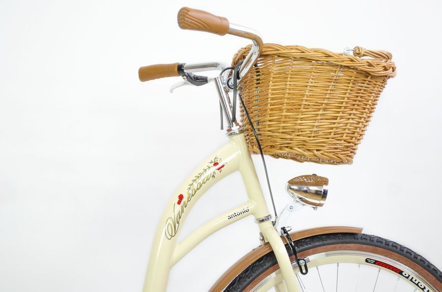 🚴&zwj;♀️ Уценка! Велосипед женский городской VANESSA 28 crem з кошиком Польща НФ-00000440 фото