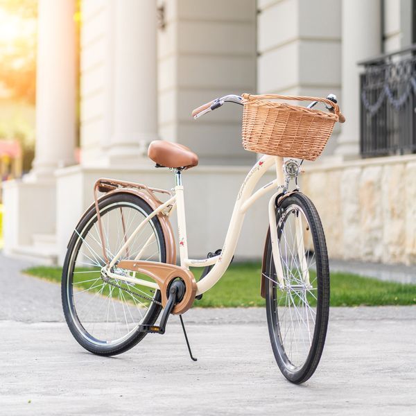 🚲Уцінка! Велосипед жіночий міський VANESSA 28 crem з кошиком Польща НФ-00000440 фото