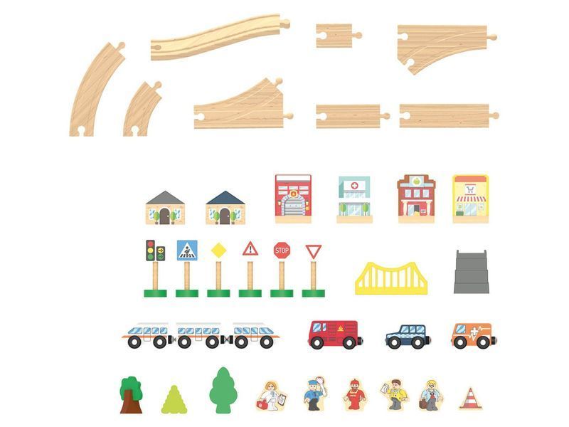 🚗 Дерев'яна залізниця Playtive City 57 ел. Німеччина IAN391031 фото