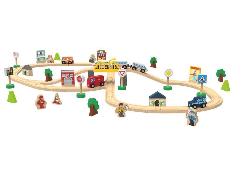 🚗 Дерев'яна залізниця Playtive City 57 ел. Німеччина IAN391031 фото